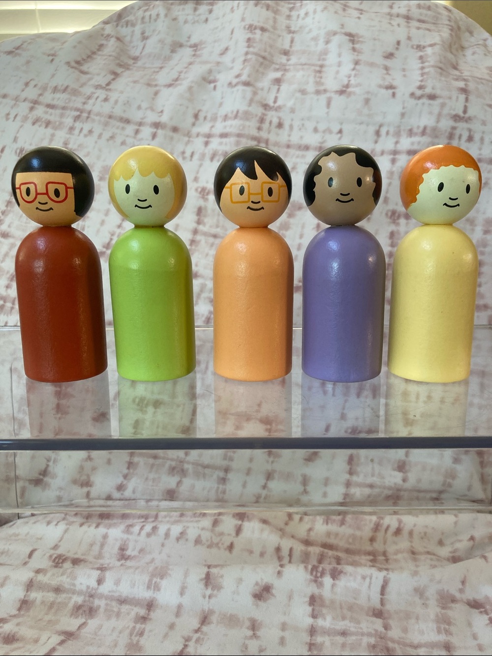 Peg Doll 5 piece 4” wooden set DEMDACO Hopeful Rainbow